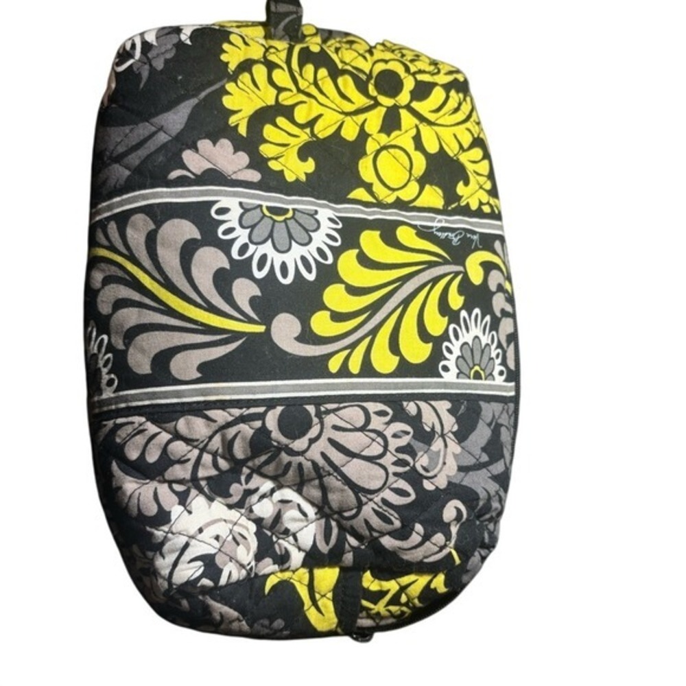 Vera Bradley Cosmetic Bag Makeup Pouch Quilted Floral‎ Yellow Black Gray